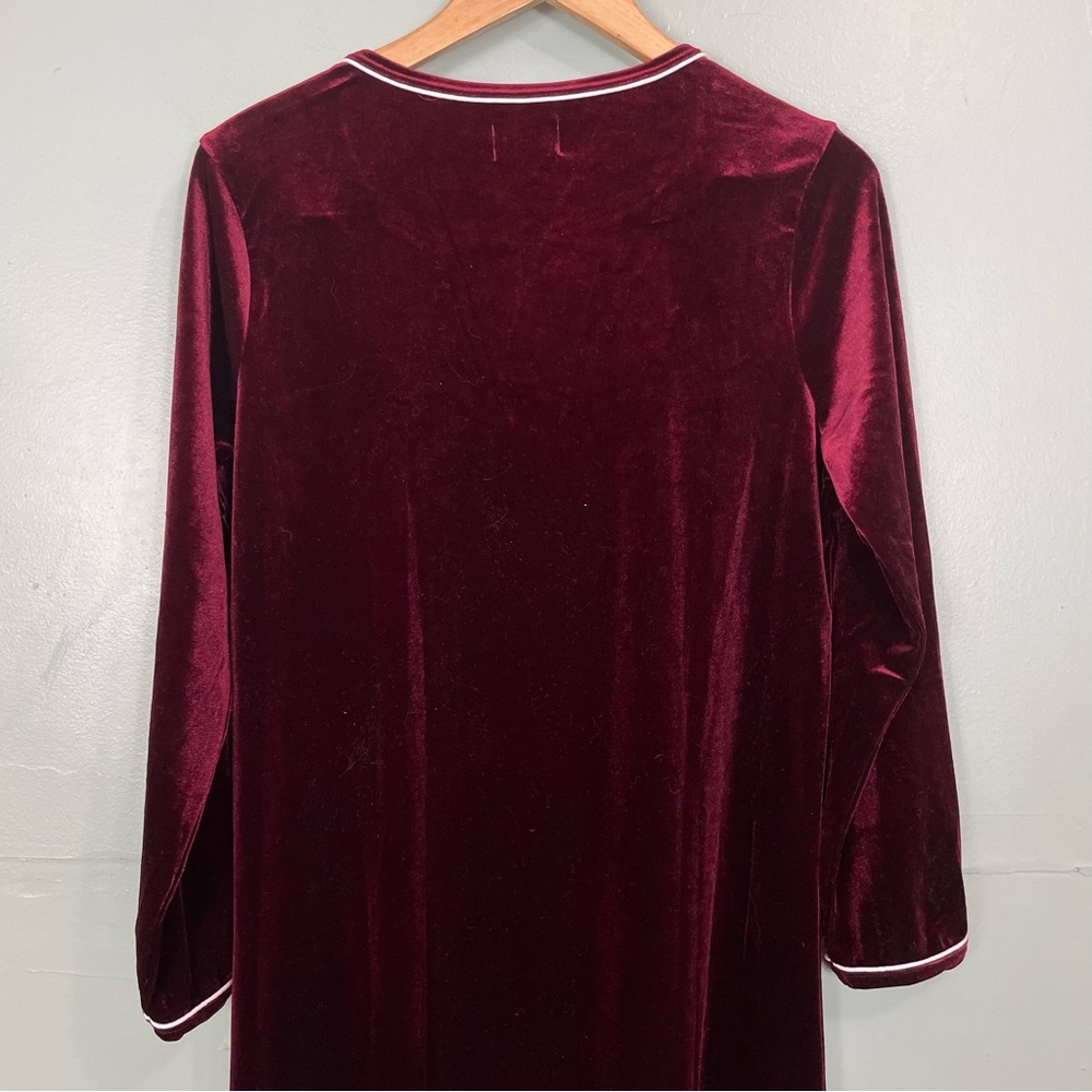 Petite Plum Royal Garnet Velour Harlow Nightgown Red Maroon Women Medium - Picture 8 of 11